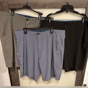 3 Pr Denali Hybrid Shorts Men's Sz 40 Black Blue Gray Stretch Comfort Flex Waist